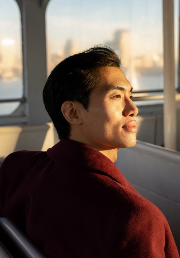 Man on ferry in New York